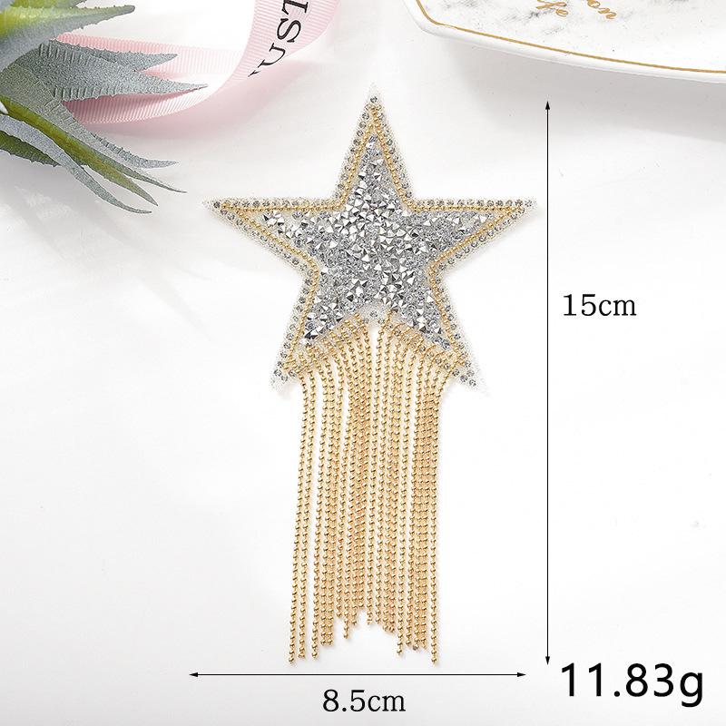 Colorful Tassel Cloth Patch with Diamond Star Design and Hot Melt Adhesive