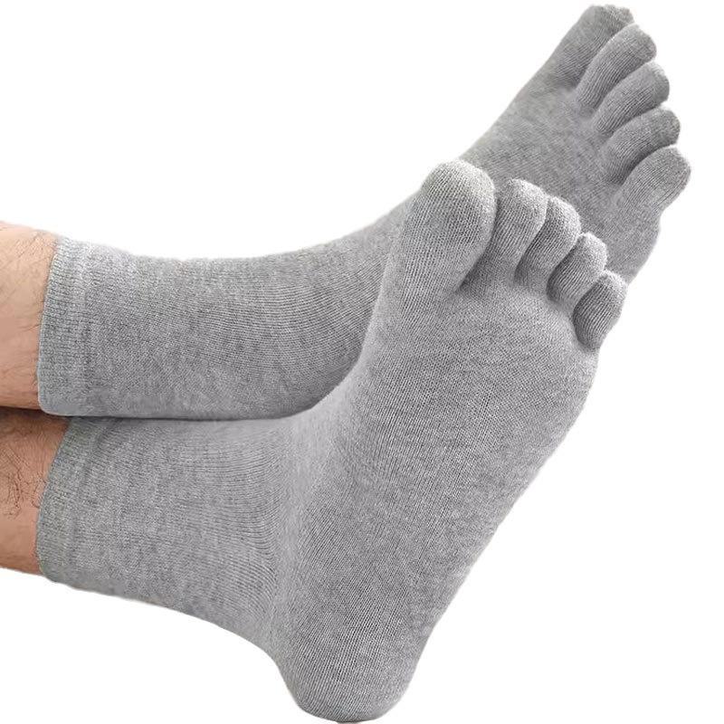 Men's Winter Mid-Tube Five-Toe Sports Socks - 80% Cotton, Deodorant