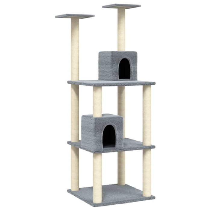 VidaXL Cat Tree with Sisal Scratching Posts Light Grey 141 Cm 171525