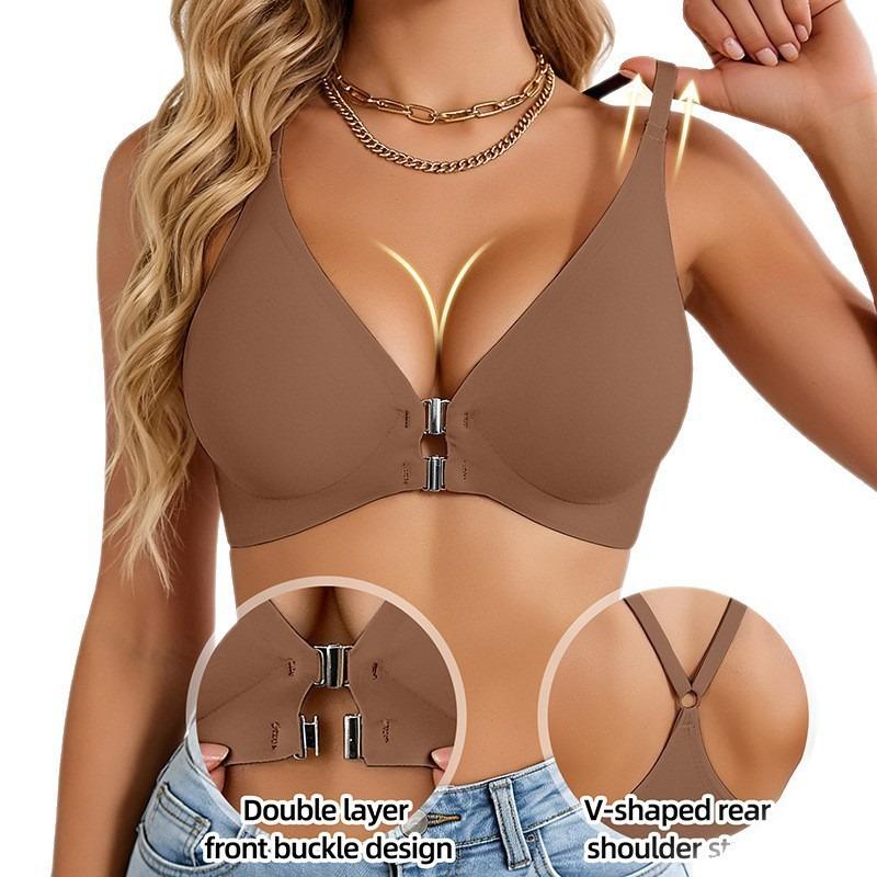 Women S Front Closure Seamless Backless Bra Leopard Print Push Up Underwire Free