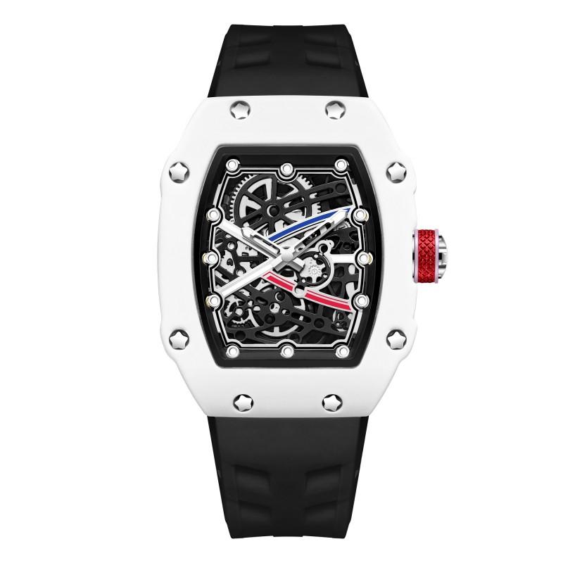 In Stock RM 6702 Slim Barrel Montre Homme Colorful Band Hollow 37.5mm Skeleton Dial Waterproof Sport Casual Quartz Wristwatch