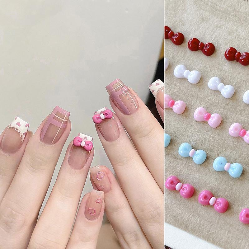 10Pcs 3D Bowknot Nail Art Charms Colorful Resin Jewelry Women Nail Decoration Bow Nail  Manicure Salon Diy Gift