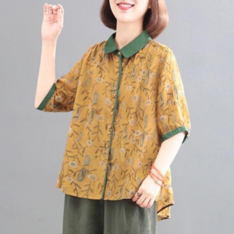 2025 Korean Plus-Size Retro Print Two-Piece Set for Women