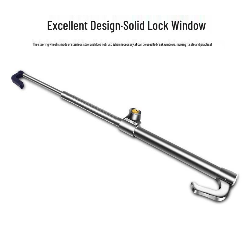 Steering Wheel & Throttle/Clutch Lock: Three-Section Double Hook Lock for Trucks & Buses.