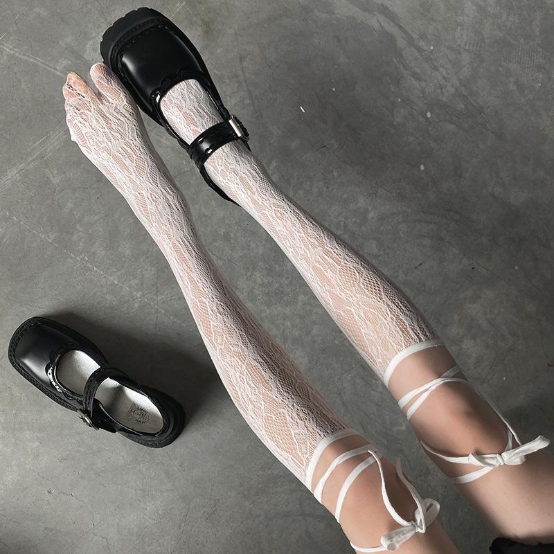 Lace calf socks Lolita Lolita socks women's medium tube lollipop bow jk fishnet socks peach heart