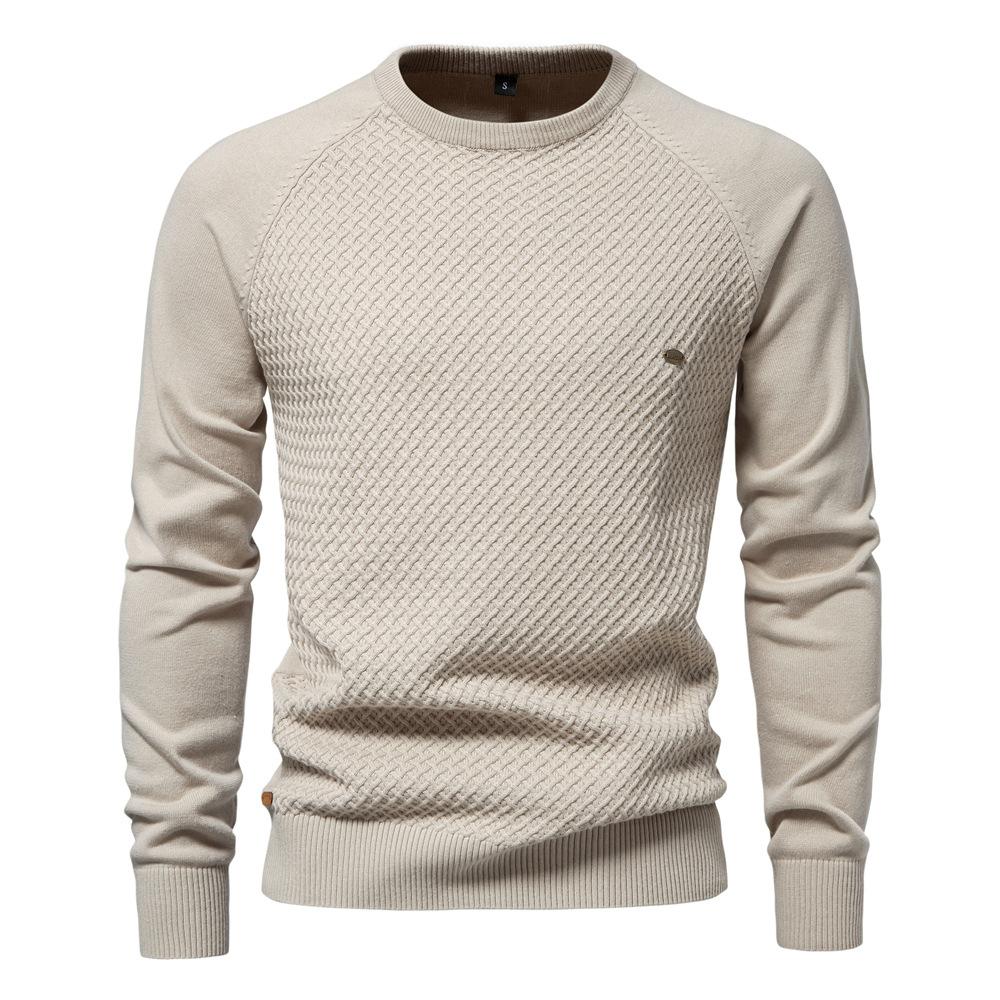 New Autumn and Winter Cotton Men's Sweaters Men's Sweater Pullover Solid Color Raglan Sleeve Sweater