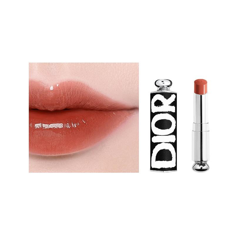 DIOR Lipstick Two-piece set: Avant-garde black lipstick shell + #524 DIORETTE peach milk cap refill 3.2g чёрный