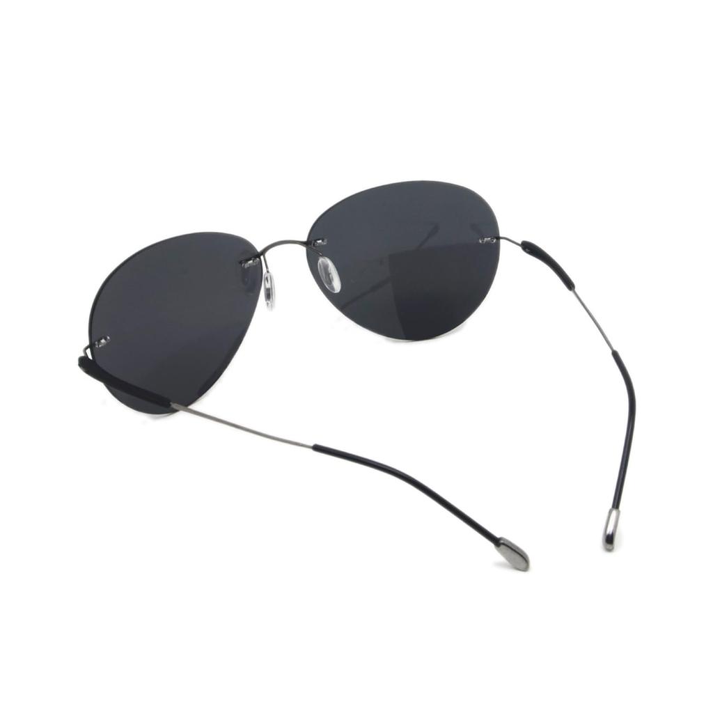 Qi Song Rimless Titanium Frame Polarized Sunglasses for Available in 4 qs828 Ultra-Lightweight Men, Colors, (Gray)
