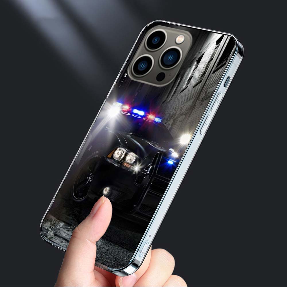 Police FBI Phone Case For Iphone 16E 15 Pro 14 Plus 17E 16 17 Pro Max Air 11 12 13 Mini Shockproof Capa Cute Cover TPU Clear