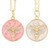 Trendy Gold Plated Bee Charms Pendant Jewelry Copper Inlaid Zircon Round Enamel Insects Necklace Pendant Accessories DIY Jewelry
