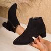 Suede Pointed Toe Plus Size Mid-heeled Fashion Boots 2025 Winter New Thick-heeled Martin Boots for Women