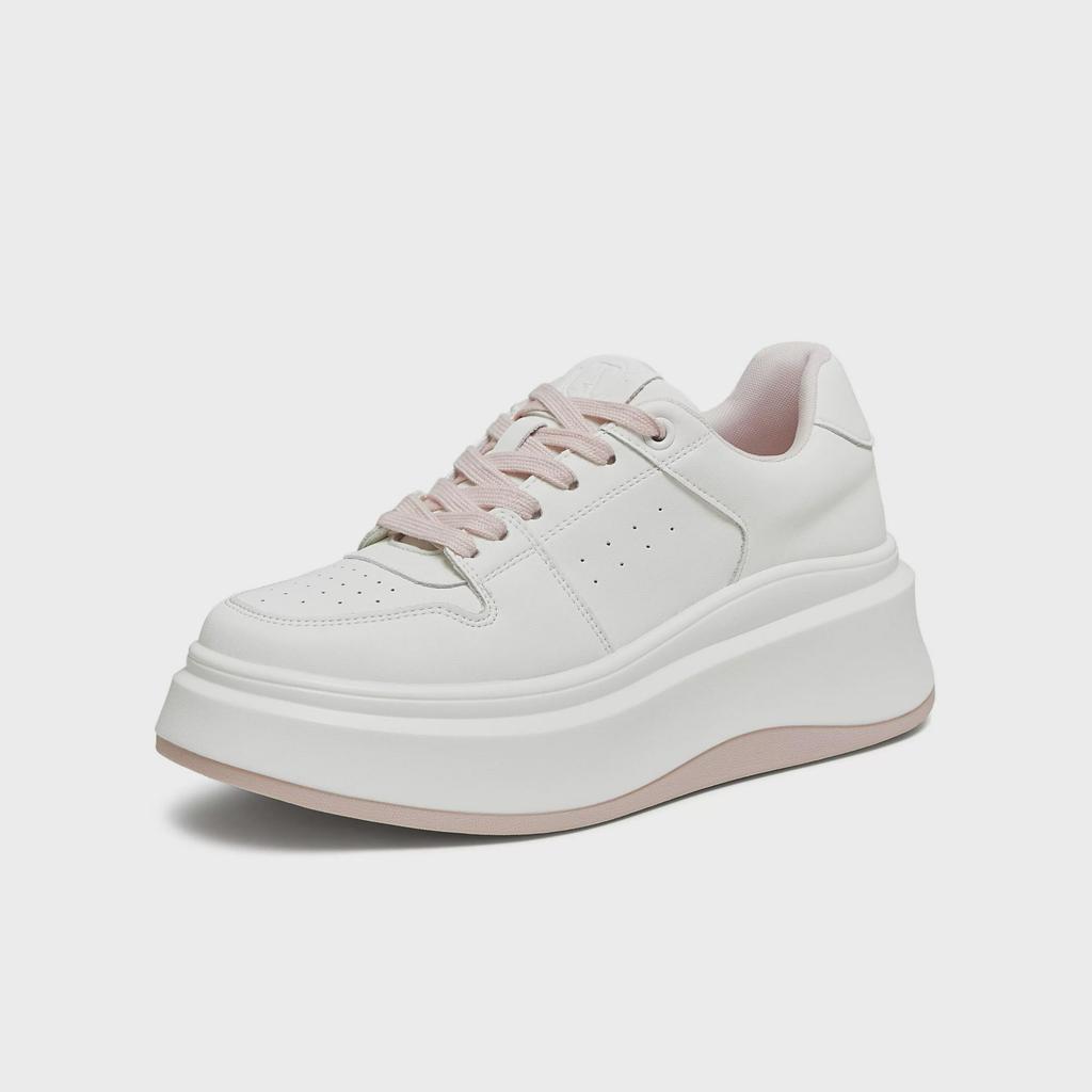 Tata Women's White Whale Sneakers, Thick Sole, Lace-Up