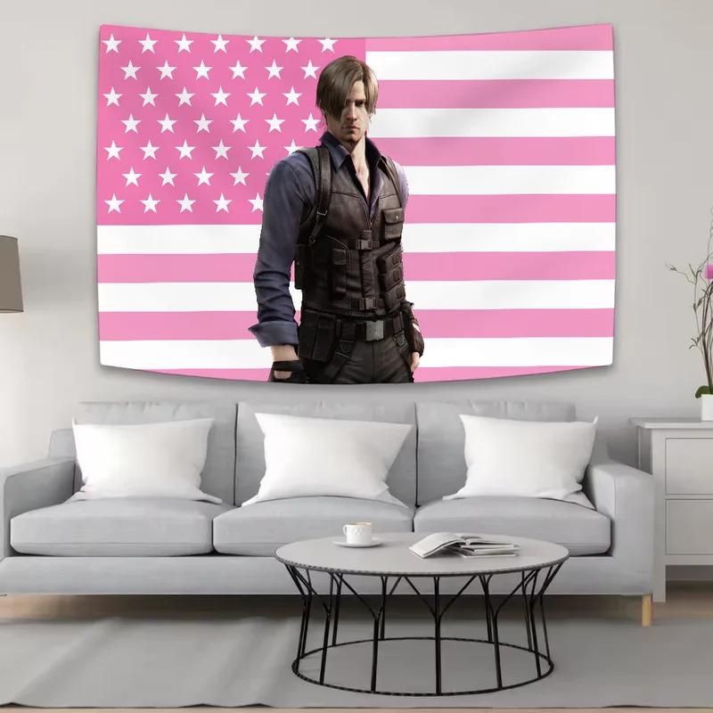 Pink American Flag Style Game Character Tapestry Trendy And Personal Decor Suitable For Bedrooms And Gaming Rooms