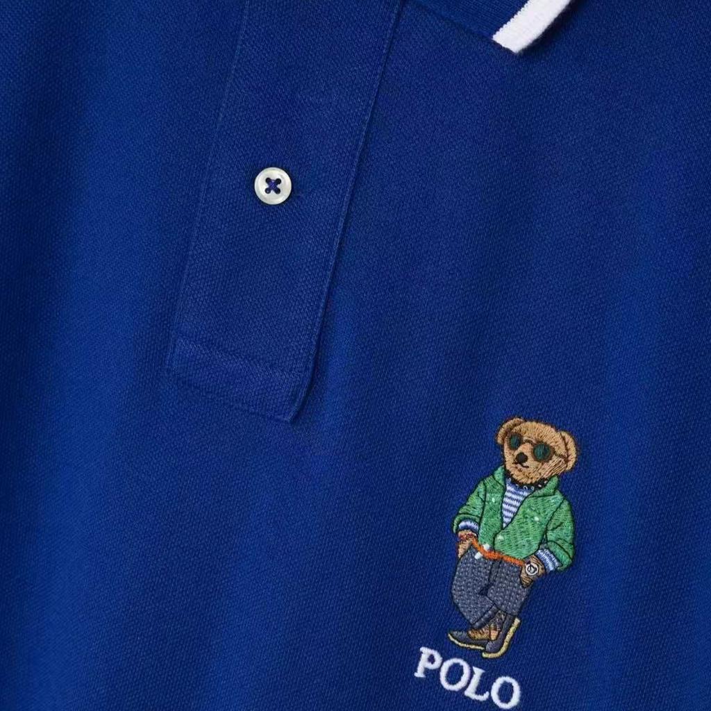 Polo Ralph Lauren SS22 Classic Bear Embroidered Short Sleeve Polo Shirt Men tops Blue 710867573001