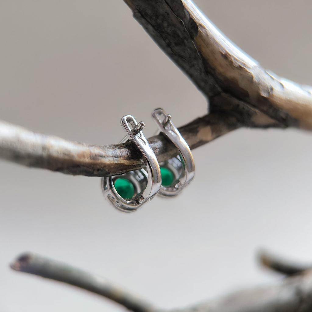 Серебряные серьги с изумрудом nano 1.722ct (2205890)