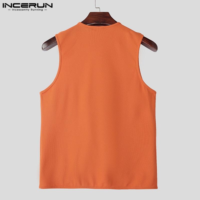 INCERUN Maiouri casual de vară pentru bărbați cu gât în V, fără mâneci, cu bandaj, goale, neregulate