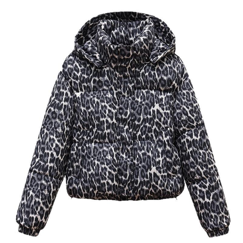 Bread Clothing Thickened Leopard Print Cotton-padded Jacket Loose Niche Down Cotton-padded Clothing Women's Winter Jacket