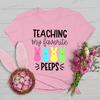 Teaching My Favorite Peeps Shirt Women Easter Bunny Teacher Cute Short Sleeve Tshirt Happy Easter Teacher Matching Tops Tees