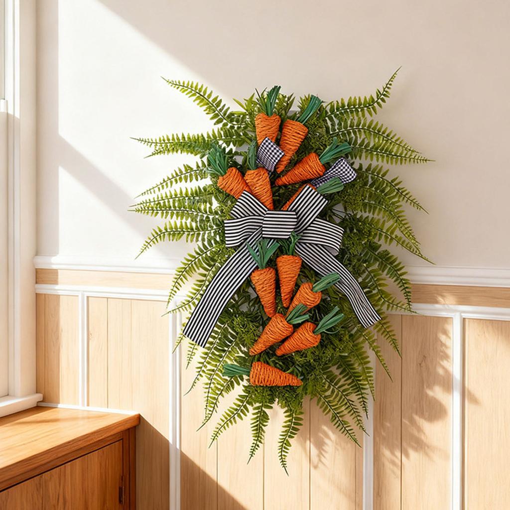 Easter Carrot Wreath, Window Display Hanging Decoration, Holiday Plant Vine Ring, Easter Decoration, Holiday Scene Craft.