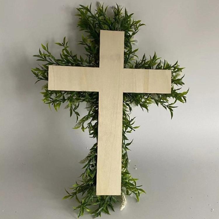 Easter Wreath Cross Door Sign Christian Floral Easter Decor for Front Door Porch