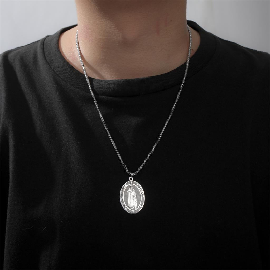 Collane di San Pellegrino Acciaio Inossidabile Cattolico Proteggici Prega Ciondolo Collane Amuleti Double-sided Gioielli Regalo