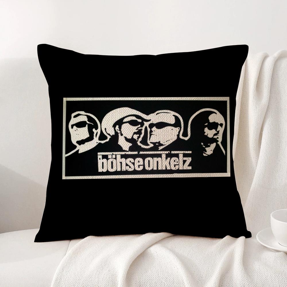 B-Bohse O-Onkelz Cushion Cover Summer Coolness Linen Fabric Double-Sided Printing Pillow Case Sofa Home Decor Gift