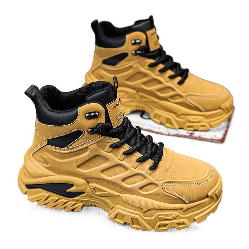 Autumn non-slip mountaineering Martin boots thick-soled heightening dad shoes sports and leisure high-top trendy shoes