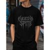 Men's Black Short Sleeve T-Shirt With Gothic 'Fueled By Spite' Graphic Print, Crew Neck, Soft Cotton Blend For Streetwear And Casual Daily Wear