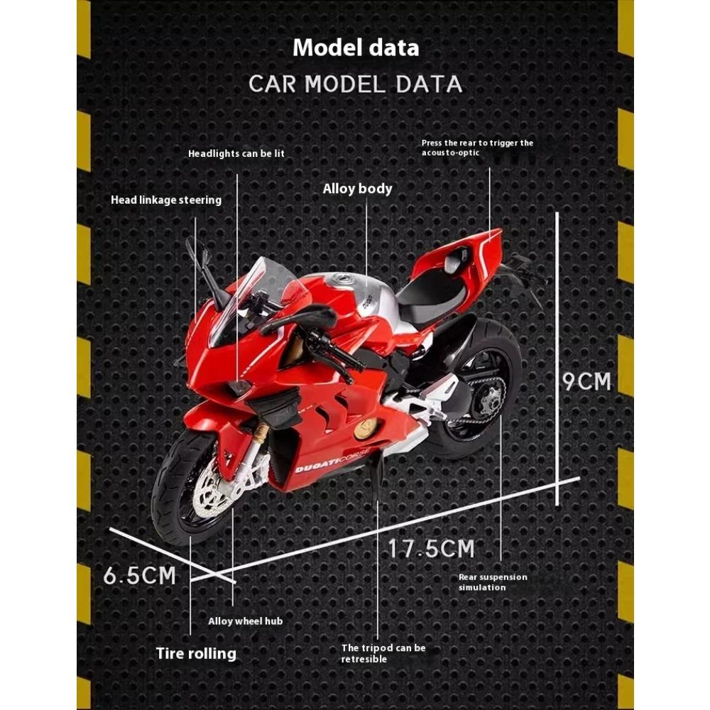 1/12 Ducati Panigale V4S Model Alloy Motorcycle Diecast Computer Desktop Ornaments Trendy Display Gift for Friend Kids Toys