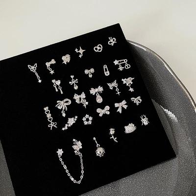Zircon Bowknot Heart Cartilage Earrings: Chic, Versatile, Simple Earrings for Women