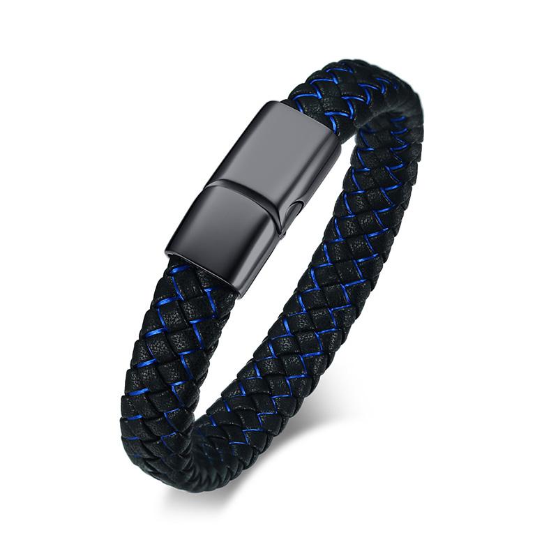 

Medical Emergency Alert Bracelet Diabetes 1 Reminder Jewelry Leather Black Stainless Steel Bracelet Free Custom Jewelry Customize Text&23cm