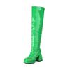 Knight boots patent leather square head thick sole thick heel super high heel rear zipper women's knee boots elastic thin boots long women's boots