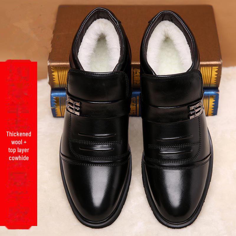 

Мужские зимние высокие кожаные ботинки: С бархатной подкладкой, нескользящие, повседневный/официальный стиль 44 чёрный