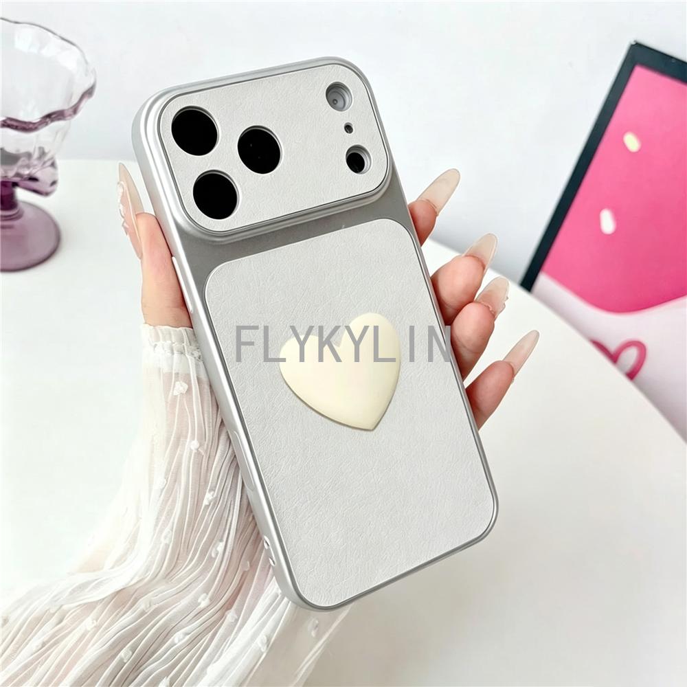 3D Love Heart PU Lambskin Phone Case For Samsung S26 Ultra S25 S24 S23 S22 S21 S20 FE Plus Note 20 Candy Color Soft Back Cover