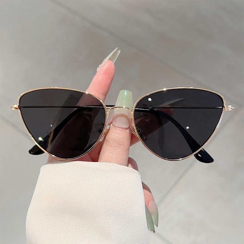 Vintage Cat Eye Sunglasses Women  Fashion Mirror Outdoor Casual Shades Retro Trendy Luxury Brand Design Sun Glasses