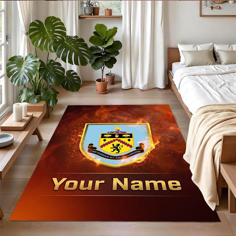 Crystal Velvet Rug Custom Name Text, Soft Non Slip Floor Mat Home DecorBurnley Football