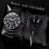 4PCS Men's Watch Set Fashion Trend Classic Roman Digital Scale Quartz Watch Jewelry Set Suitable for Daily Clothing Matching