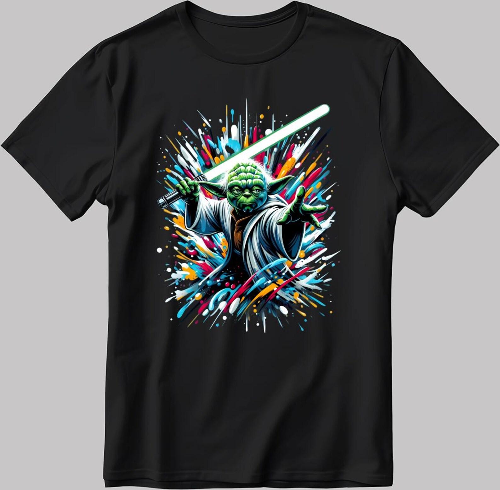 Star Wars Yoda Lightsaber Short Sleeve White-Black Men s / Women s T-Shirt DE532 2XL
