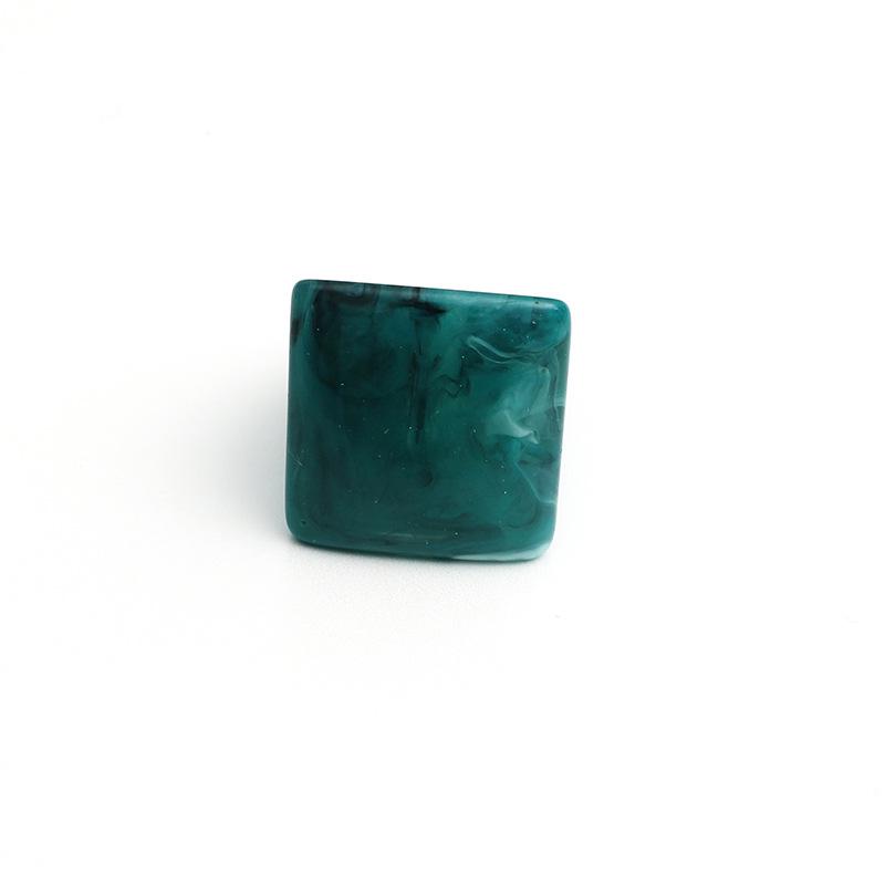 Korean Style Resin Trendy Retro Color Block 2-Piece Ring Set for Women