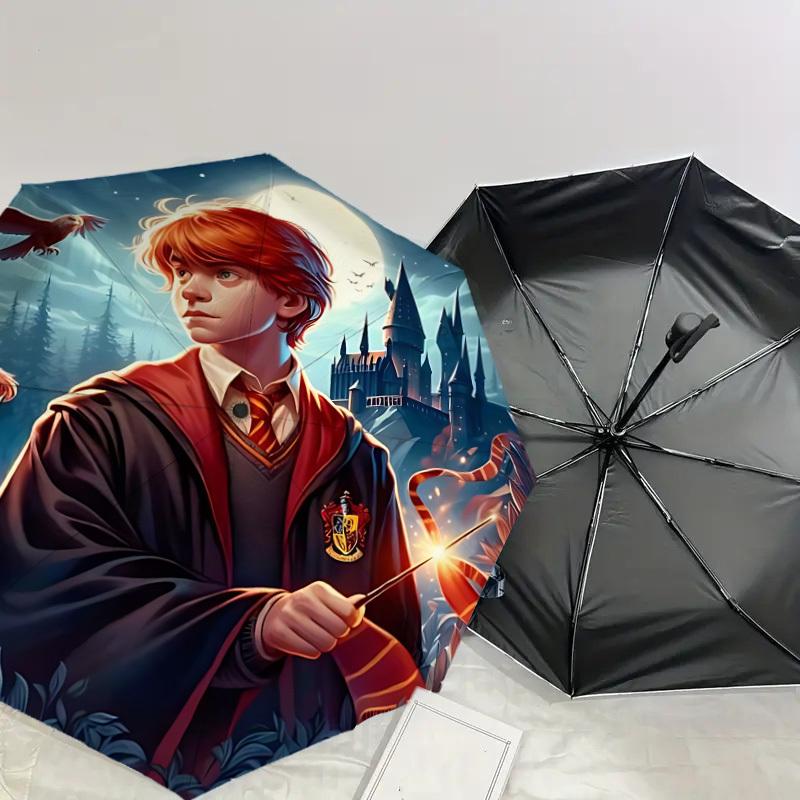 1PC Hogwarts Ron Weasley Umbrella-8-Rib Reinforced, Automatic Open, Lightweight & Durable, Cute Fashion Accessory for Outdoor, D2687