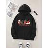 Women Christmas 4‑Elements Print Drawstring Hoodie Casual Sport Sweatshirt With Kangaroo Pocket