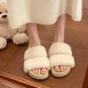 Fashion Women's Thick Bottom Fluffy  Fur Slippers Stylish Simple Elegant Fashion Rubber Slip-On Shoes for Outdoor Wear Open toe Sandal