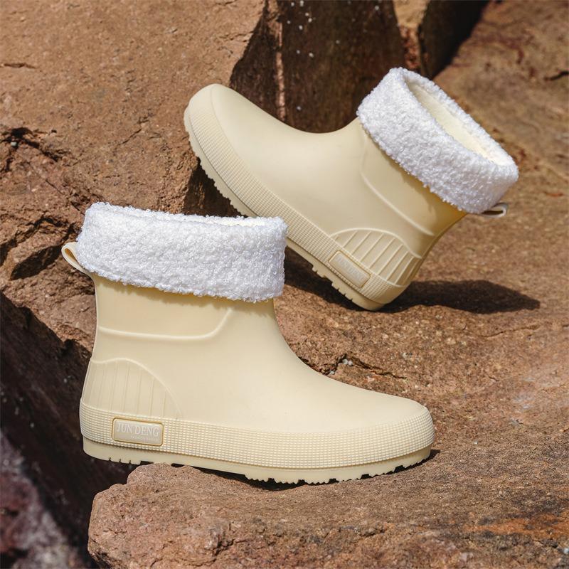 British Mountain Wading Rain Shoes Fashion Women's Rain Boots Thickened Waterproof Shoes Non-slip Flat Women's Water Shoes Thermal Cover Rubber Shoes