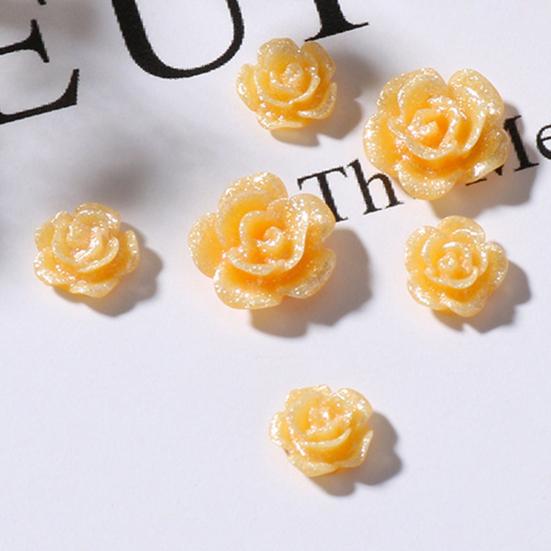 100Pcs/Set Nail Ornament Flower Shape Ice Penetration 3D Effect Resin Camellia Aurora White