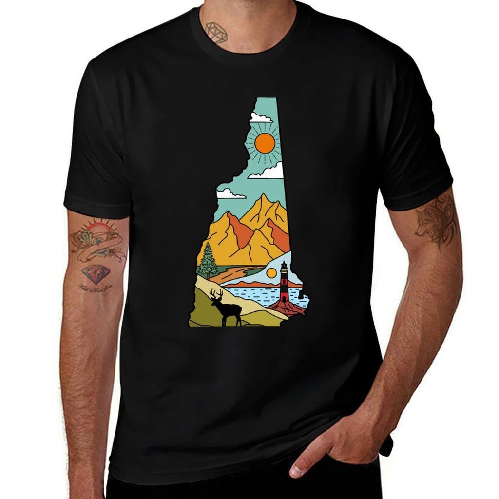 Retro New Hampshire Map  Lake Winnipesaukee White Mountain Souvenir TShirt man t shirt graphic TShirt