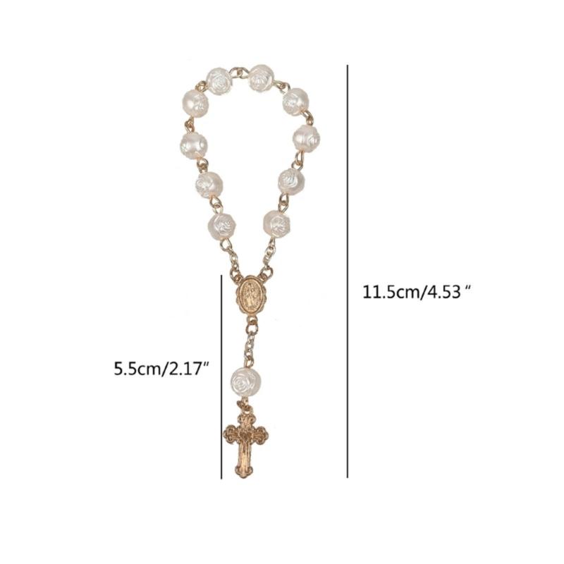Unique Baby Baptism Bracelet Religious Style Prayer Bracelet Rosary Bracelet Adjustable Rose Baby Baptism Bracelets