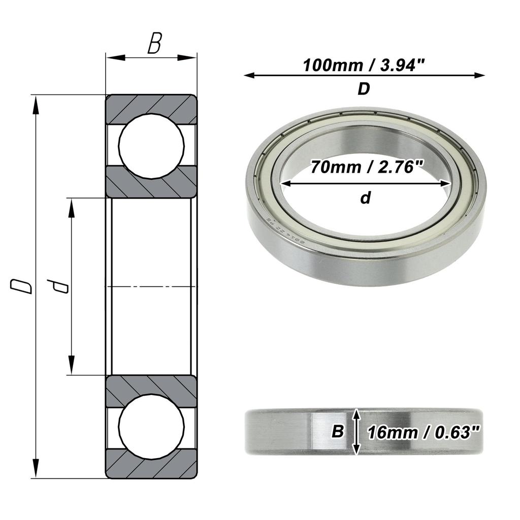 ACROPIX 6914ZZ Deep Groove Ball Bearing P5 70x100x16mm Lubricated Bearing Double Metal Seal Silver Tone Scooter Skateboard Wheel