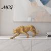 Büro-Desktop-Dekoration Goldene Leopard-Figur Modell, Lebendige Statue, Hockende Lauffigur, Harz Eingangsbereich Dekorationsartikel Schmuck für TV-Ständer