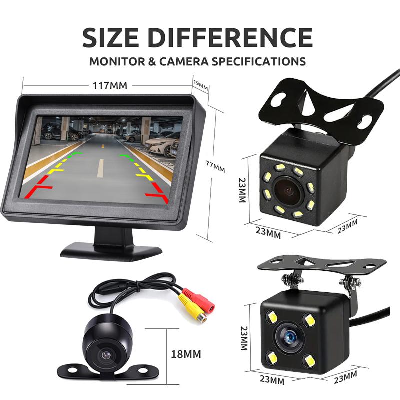 Easy Installation 4.3Inch Rear View Camera Monitor Screen Reversing Camera for Car Parking Parking System Camera for Vehicle