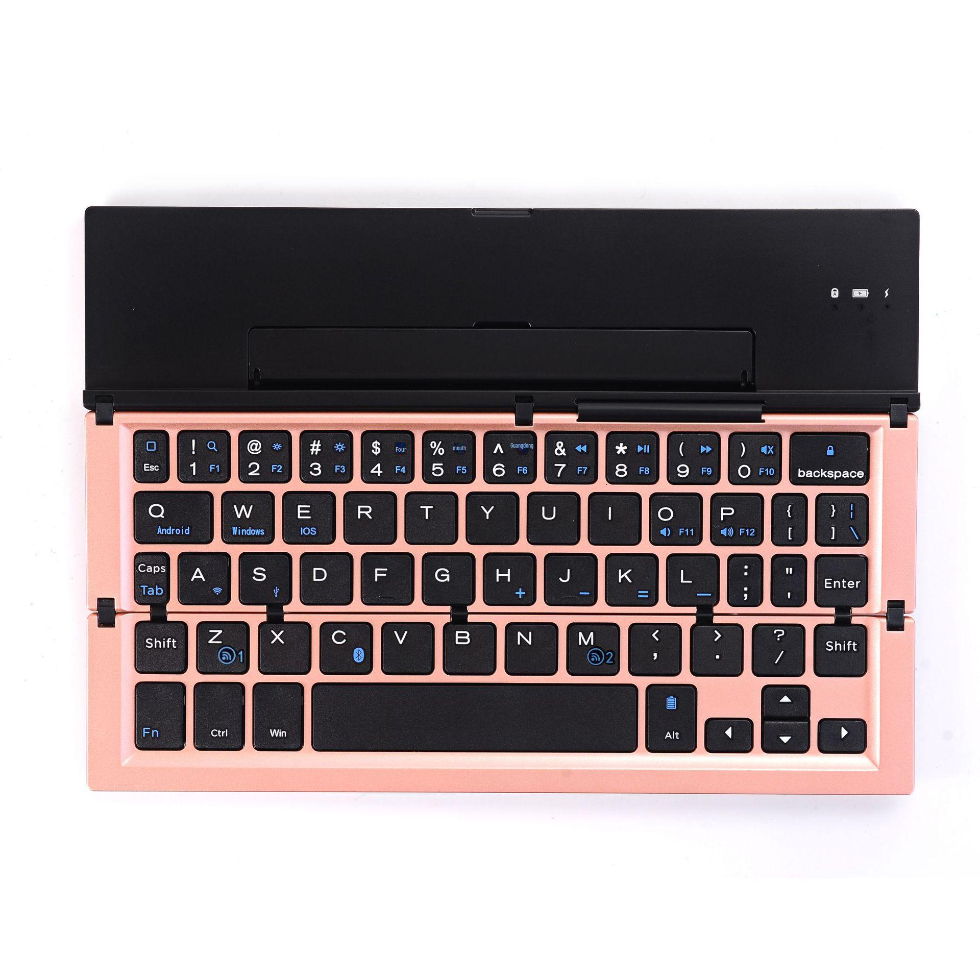 

Складная алюминиевая Bluetooth-клавиатура и мышь для iOS, Android, Windows розового золота